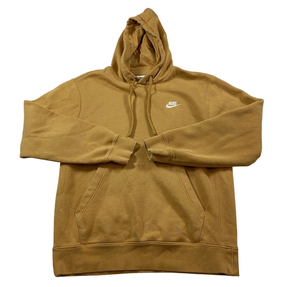 Nike Sportswear Club Fleece Hoodie‎ Mustard Yellow Wheat Embroidered Logo Small